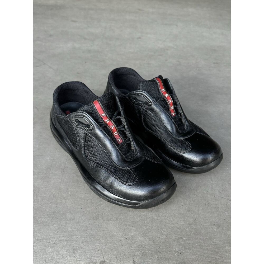 PRADA America's Cup Nero Leather Womens Sneakers Size 5/5.5 EU 35.5